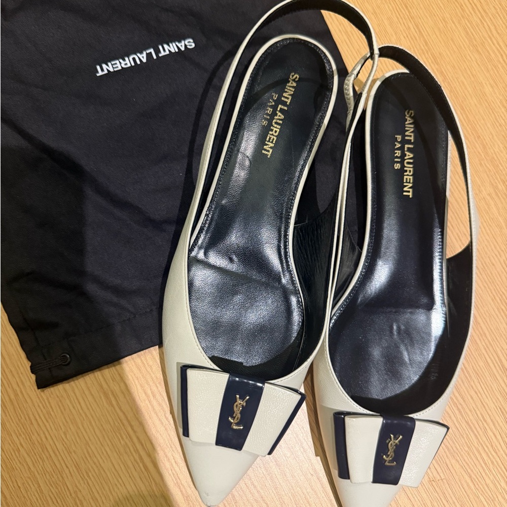 Saint Laurent Anais Bow-Embellished Leather Slingback Flats - Picture 7 of 7